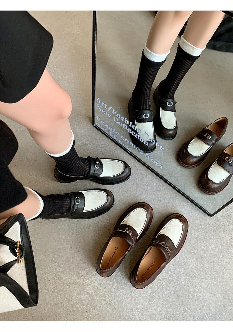 Karin Luna Casual Shoes Series~  In stock Classic color-blocking British style deep-mouth single shoes
