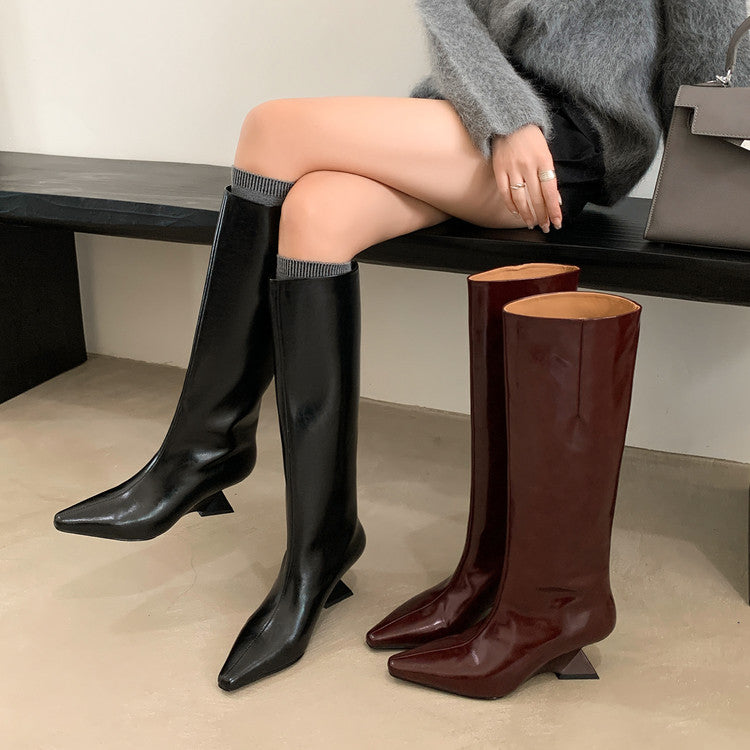 Karin Luna European and American Style Unisex Square-Toed Long Boots