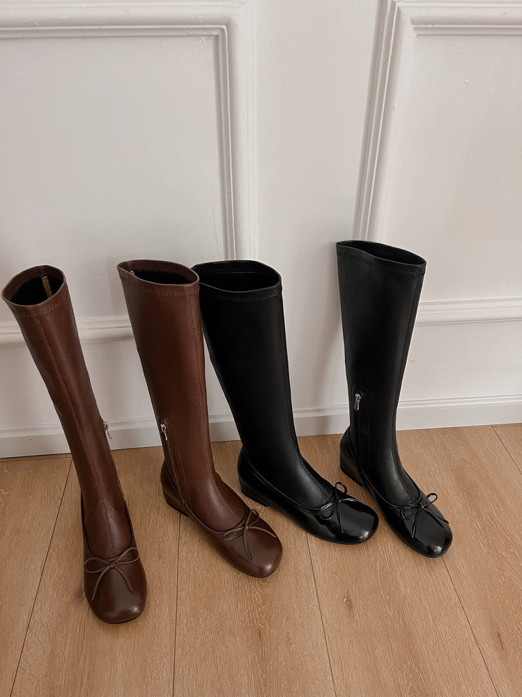 Karin Luna In Stock Spot Goods  Butterfly Knot Round Toe Hidden Heel Boots