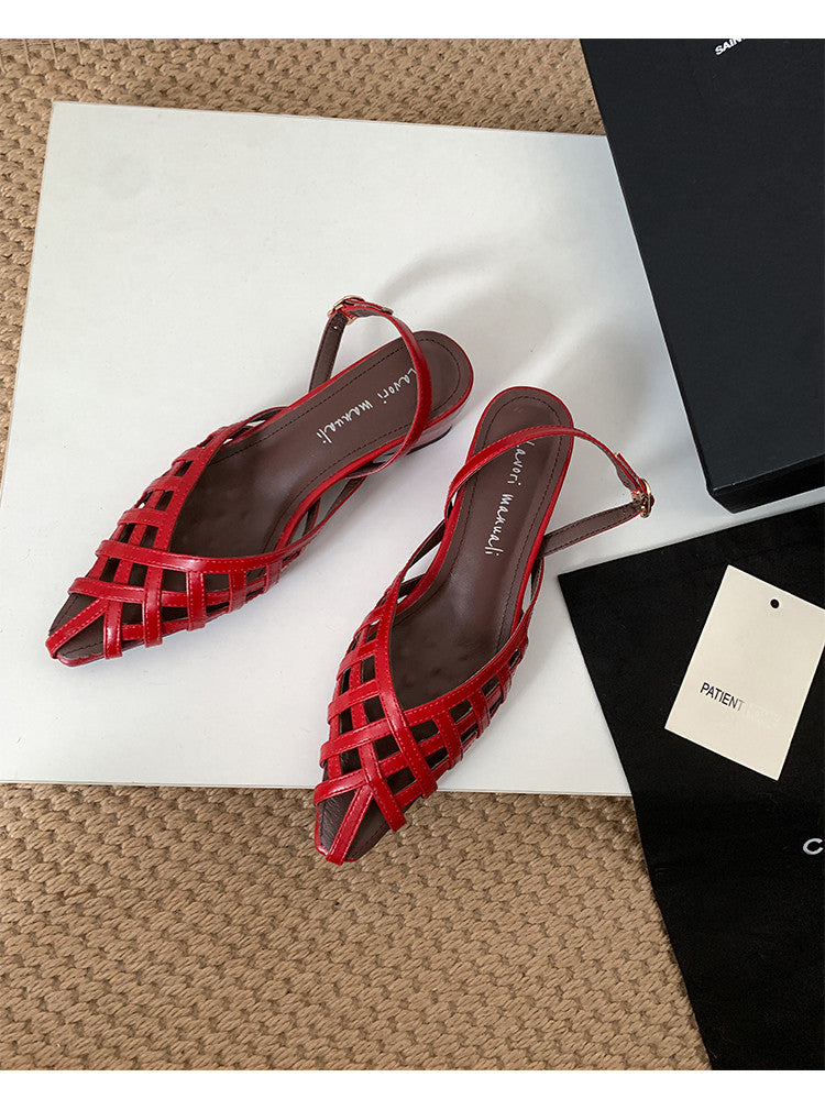 Karin Luna Braided Style ~Cross-woven Pointed Toe Closed-toe Sandals