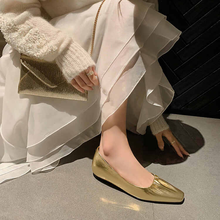 Karin Luna fell in love at first sight~ Spot Goods  Spot Goods Vintage Wrinkled Hollow Soft Sheepskin Elegant Versatile Single Shoes
