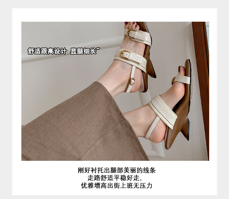 Karin Luna In Stock Spot Goods Vacation style Sofa Cushion Square Toe Irregular Heel Open-Toe Sandals