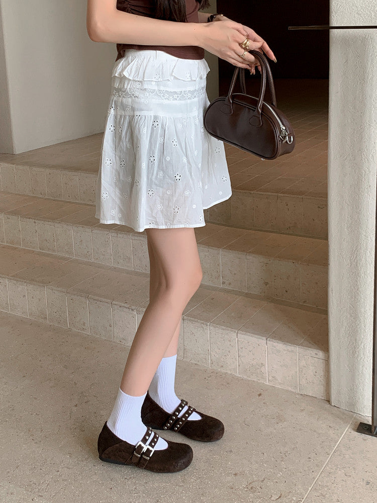 Karin Luna Hot Item Hot Item Punk Style One-Strap Round-Toe Suede Leather Height-Increasing Flats