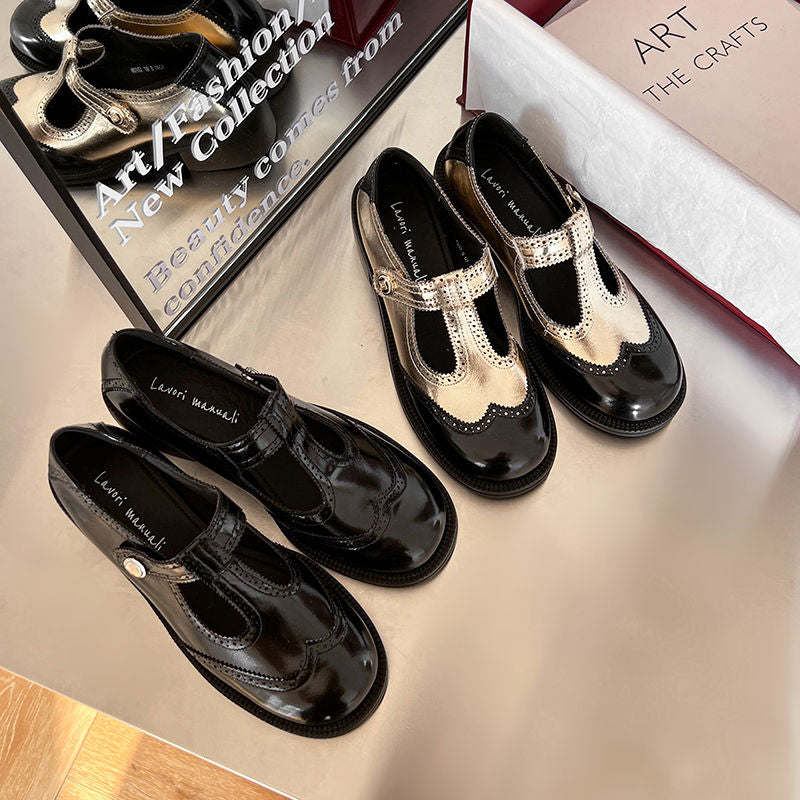 Karin Luna In Stock Spot Goods  Color Matching t Round Toe British Style Single Shoes