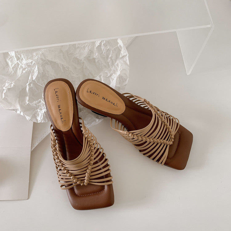 Karin Luna Bestseller Woven Vacation Style Series~ Elegant High Heel Slippers