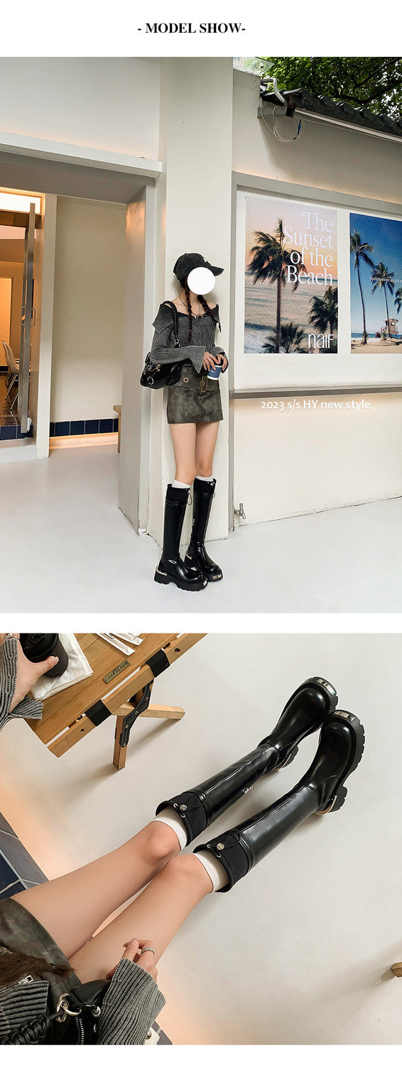 Karin Luna In Stock Spot Goods Thick-soled Casual Versatile Elegant Knight Boots