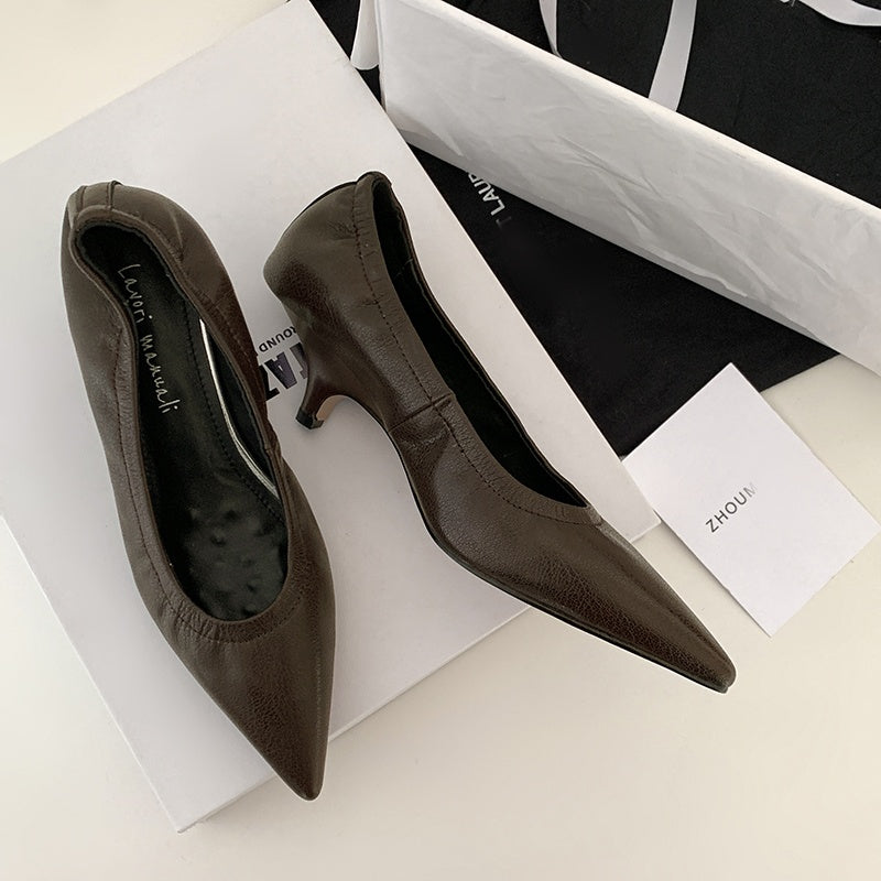 Karin Luna In Stock Spot Goods    Vintage Classic Style Shallow Mouth Single Shoes