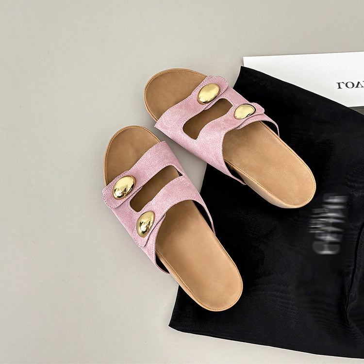 Karin Luna   Casual Style   Thick Sole Belt Buckle Slide Sandals