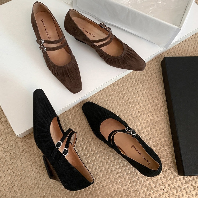 Karin Luna Full Leather Inside and Out Popular Element Amber Heel Elegant French Style Single Shoes