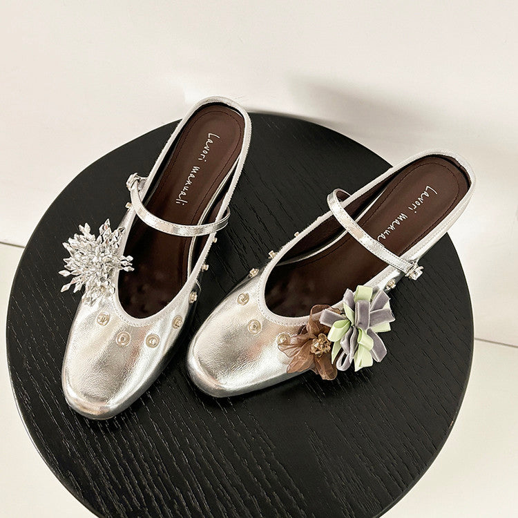 Karin Luna In Stock Spot Goods  Full-grain leather inside and out  Ultra Exquisite Round Toe Hidden Heel Closed-Toe Slippers