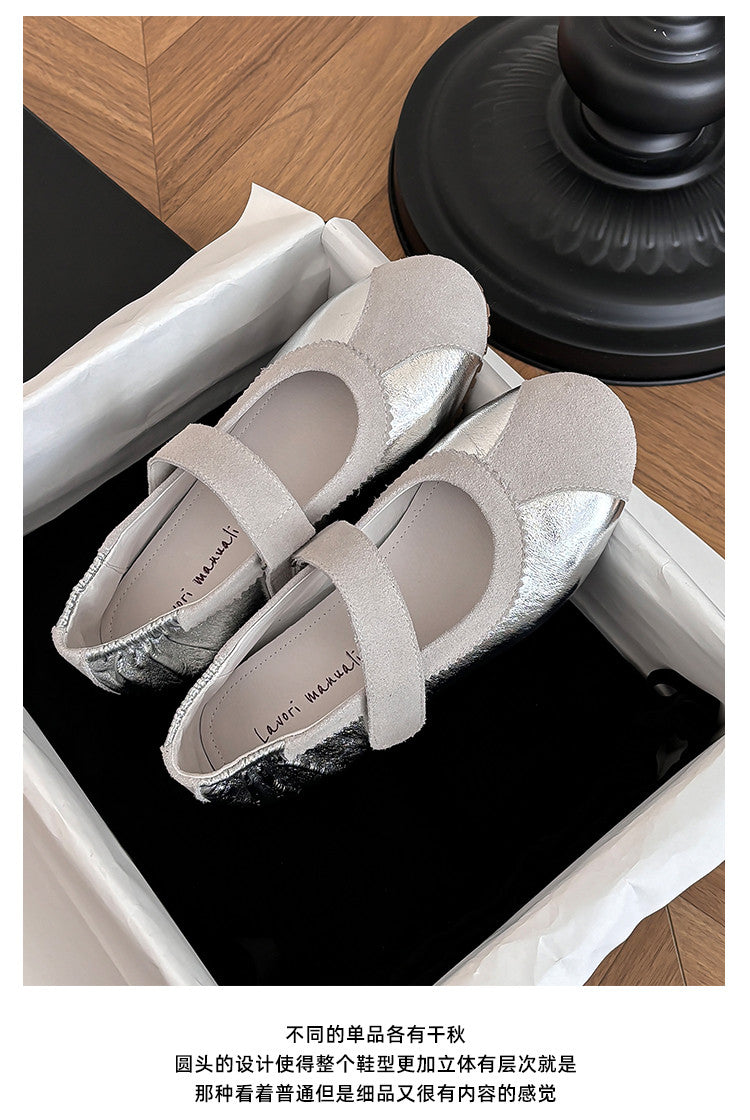 Karin Luna Casual Shoes Series~  In Stock In Stock Magic Tape Round Toe Internal Height Increase Single Strap Flats