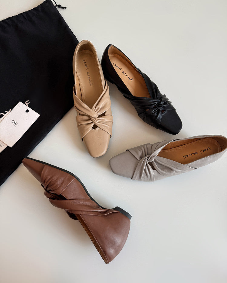 Karin Luna Cross Design Square Toe Hidden Wedge Shoes