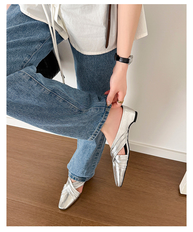 Karin Luna In Stock In Stock Basic Elegant Fairy Style Small Square Toe Sheepskin Slippers