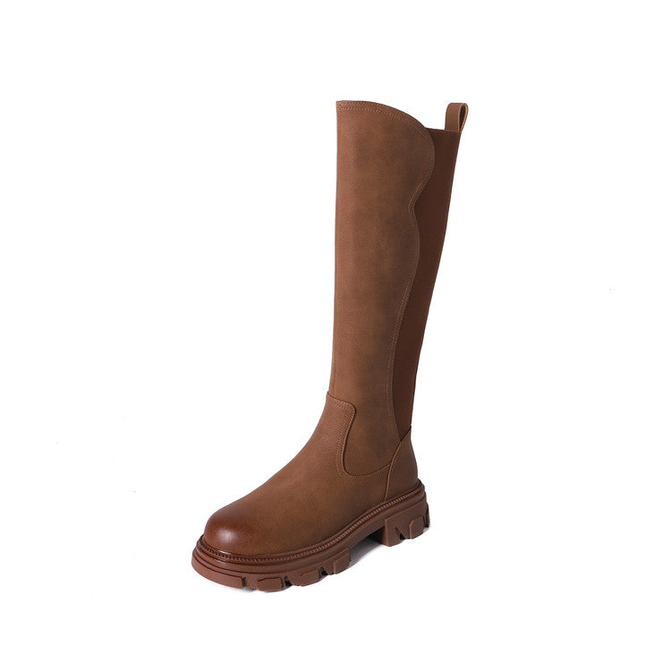 Karin Luna In Stock Versatile Irregular Stretch Fabric Long Boots