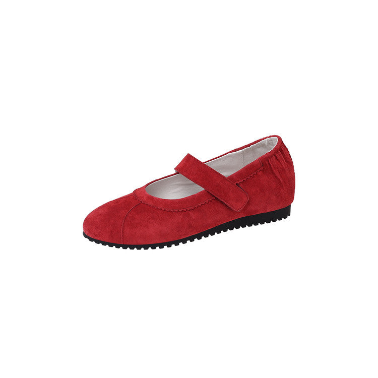 Karin Luna Casual Shoes Series~  In Stock In Stock Magic Tape Round Toe Internal Height Increase Single Strap Flats