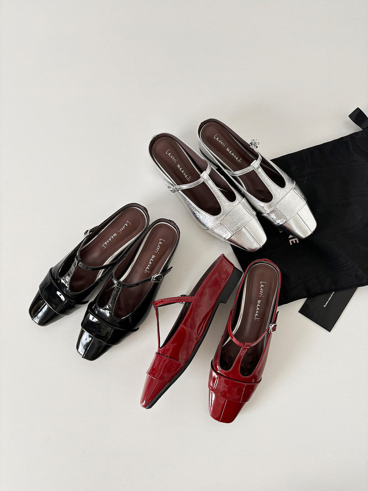 Karin Luna In Stock Spot Goods  t Square-Toed Full Leather Basic Slippers