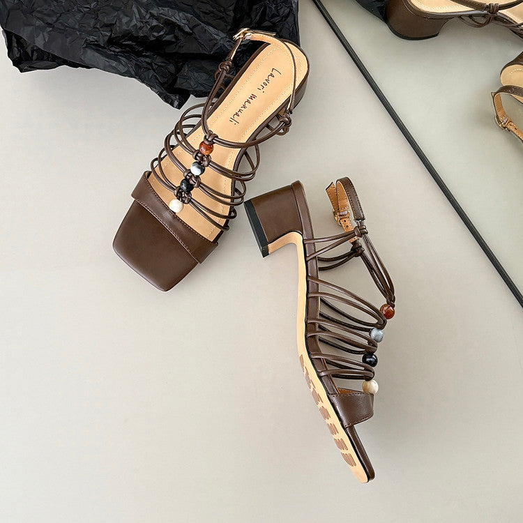 Karin Luna Bohemian Vacation Style~Square Toe Open Toe Sandals