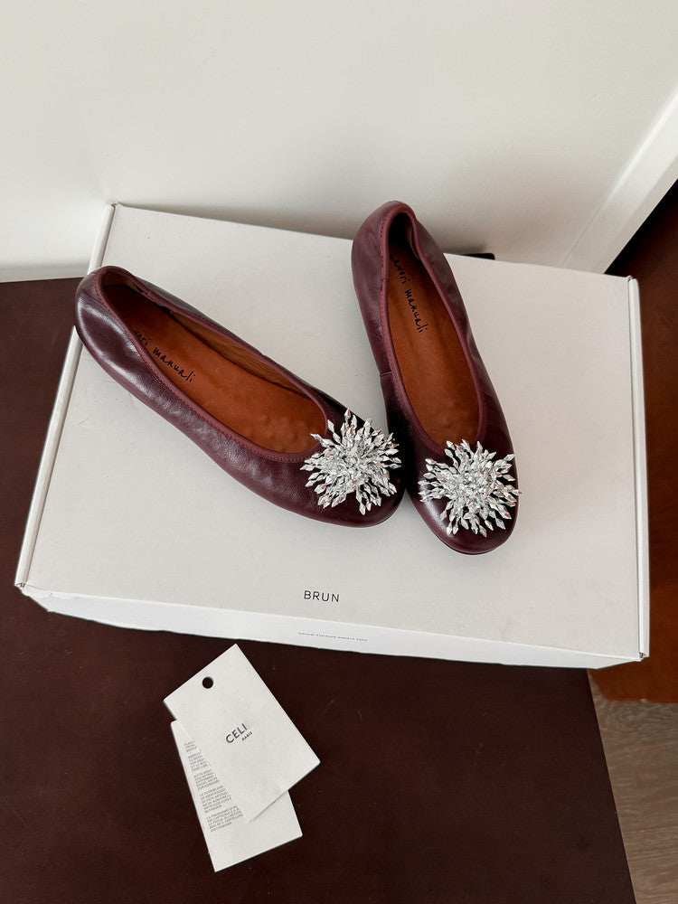 Karin Luna Full Leather Inside and Out~Gorgeous Fireworks Flat Granny Shoes