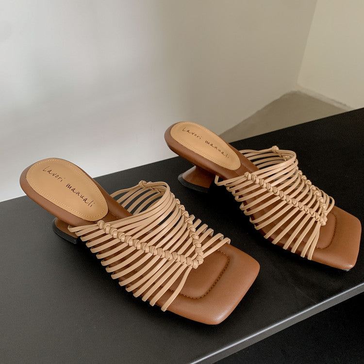 Karin Luna Bestseller Woven Vacation Style Series~ Elegant High Heel Slippers