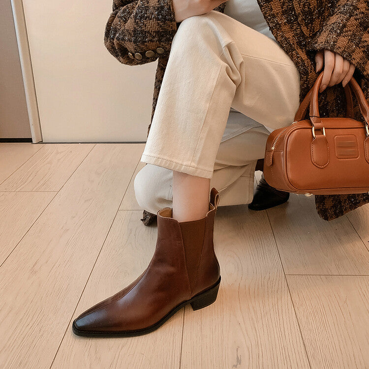 Karin Luna In Stock In stock   Classic first-layer cowhide Chelsea elastic ankle boots