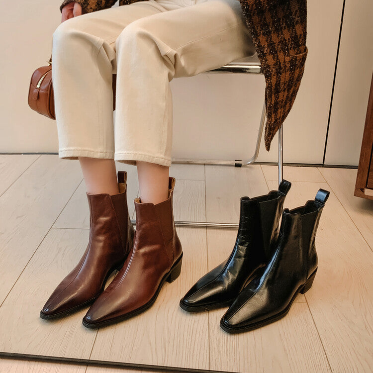 Karin Luna In Stock In stock   Classic first-layer cowhide Chelsea elastic ankle boots