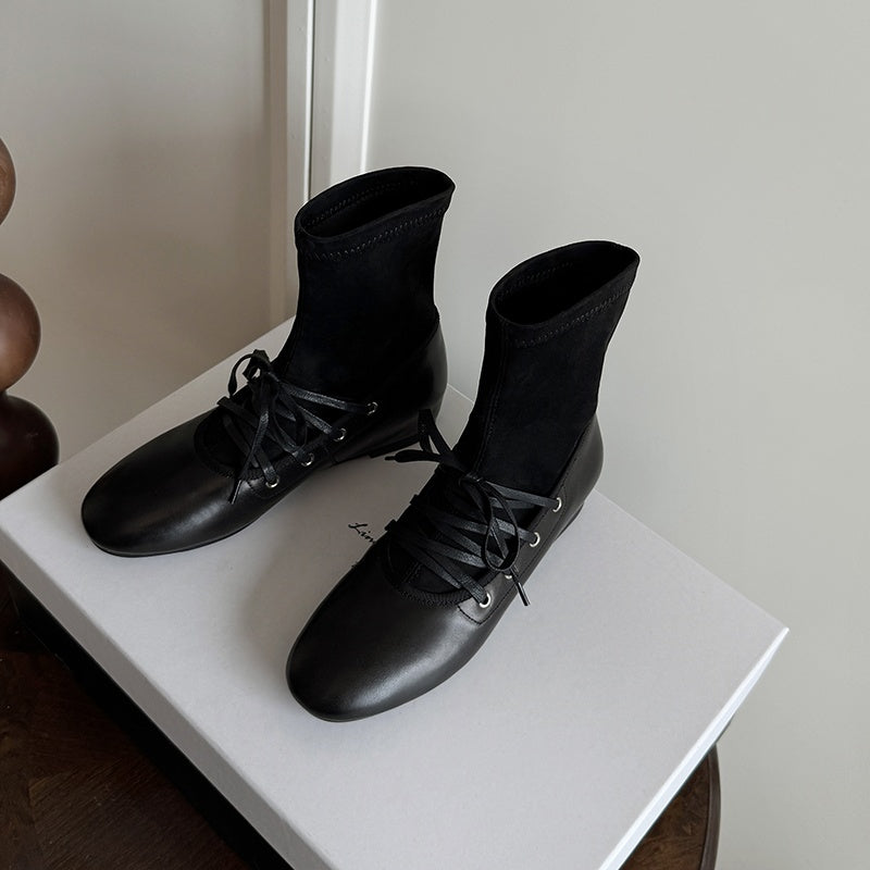 Karin Luna Round Toe Internal Height Increase Lace-up Ankle Boots