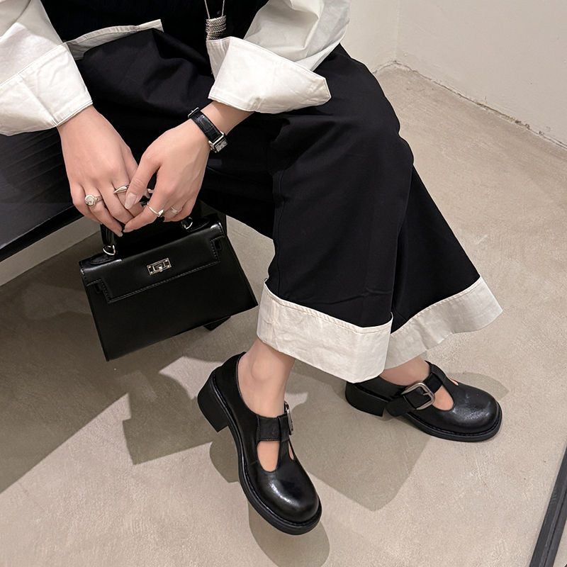 Karin Luna In Stock Spot Goods round Head t Round Toe British Style Single Shoes