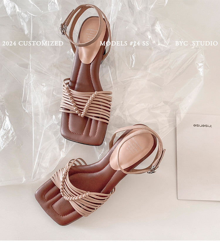 Karin Luna Data Hot Item  Comes with data plan included Hand-woven Square Toe Sofa Insoles Irregular Heel Sandals