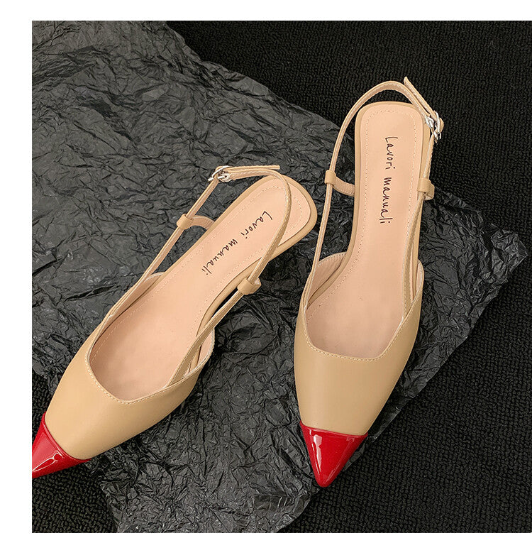 Karin Luna In Stock 24New Year's stock is now available Color Block Pointed Toe Full Leather Sandals