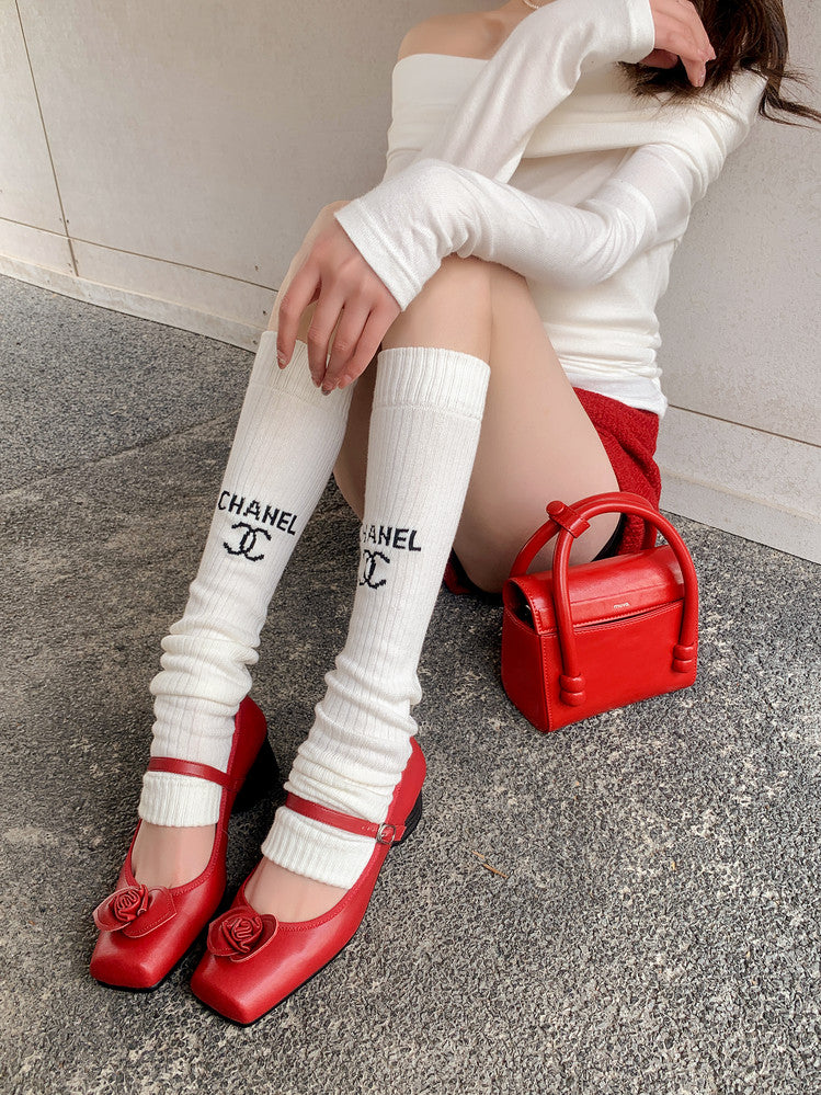 Karin Luna In Stock Spot Goods  Vintage Three-Dimensional Camellia Square-Toed Mary Jane Shoes