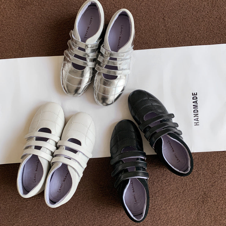 Karin Luna Casual Shoes Series~  In Stock In Stock Magic Tape Round Toe Internal Height Increase Single Strap Flats