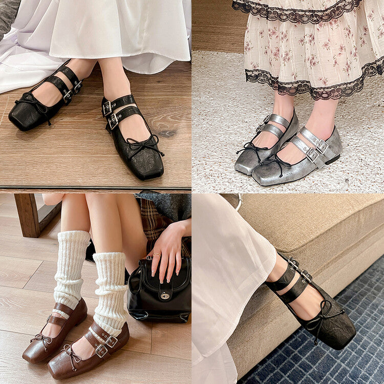 Karin Luna Future Sense silver~Spot Goods Spot Goods Hot-selling Bowknot Retro Belt Buckle Ballet Mary Jane Shoes