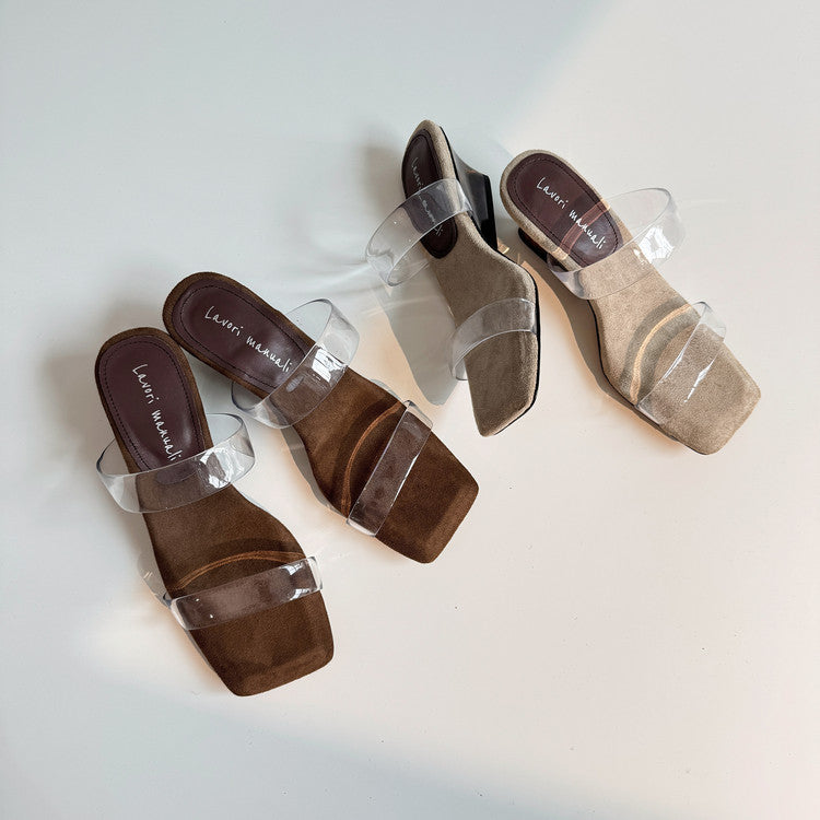 Karin Luna Hot-Selling Amber Element~Spot Goods Spot Goods Transparent tpu   Minimalist Square-Toed One-Strap Slippers