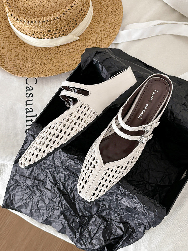 Karin Luna In Stock Spot Goods Hollow Woven One-Strap Closed-Toe Slippers