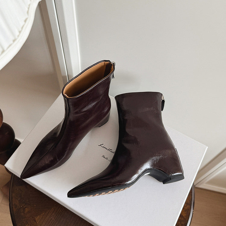 Karin Luna Versatile Elegant Style Pointed Toe Hidden Wedge Short Boots