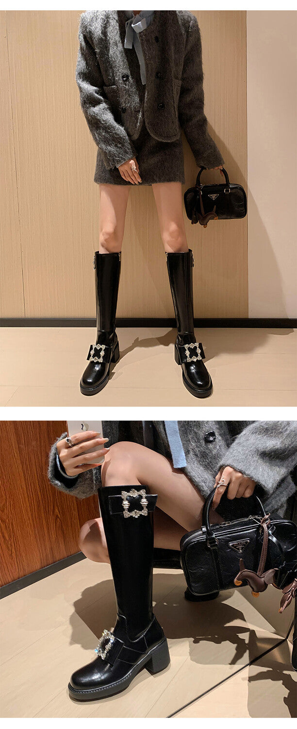 Karin Luna has prepared stock  Custom Large Square Buckle Bowknot Fastener Elegant Long Boots