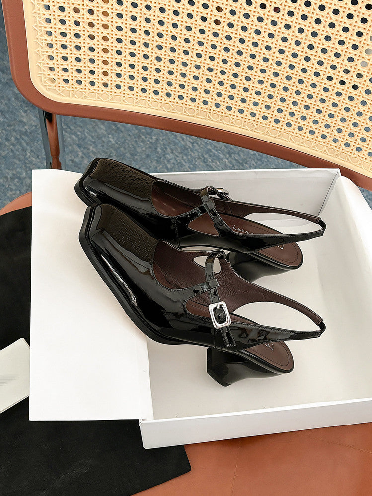 Karin Luna In Stock  Spot Goods  Rhinestone Small Square Toe Closed-Toe Sandals