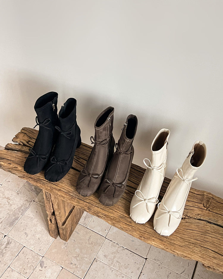 Karin Luna In Stock Spot Goods Hot-Selling Sweet Standard Bow Round-Toe Slim Short Boots