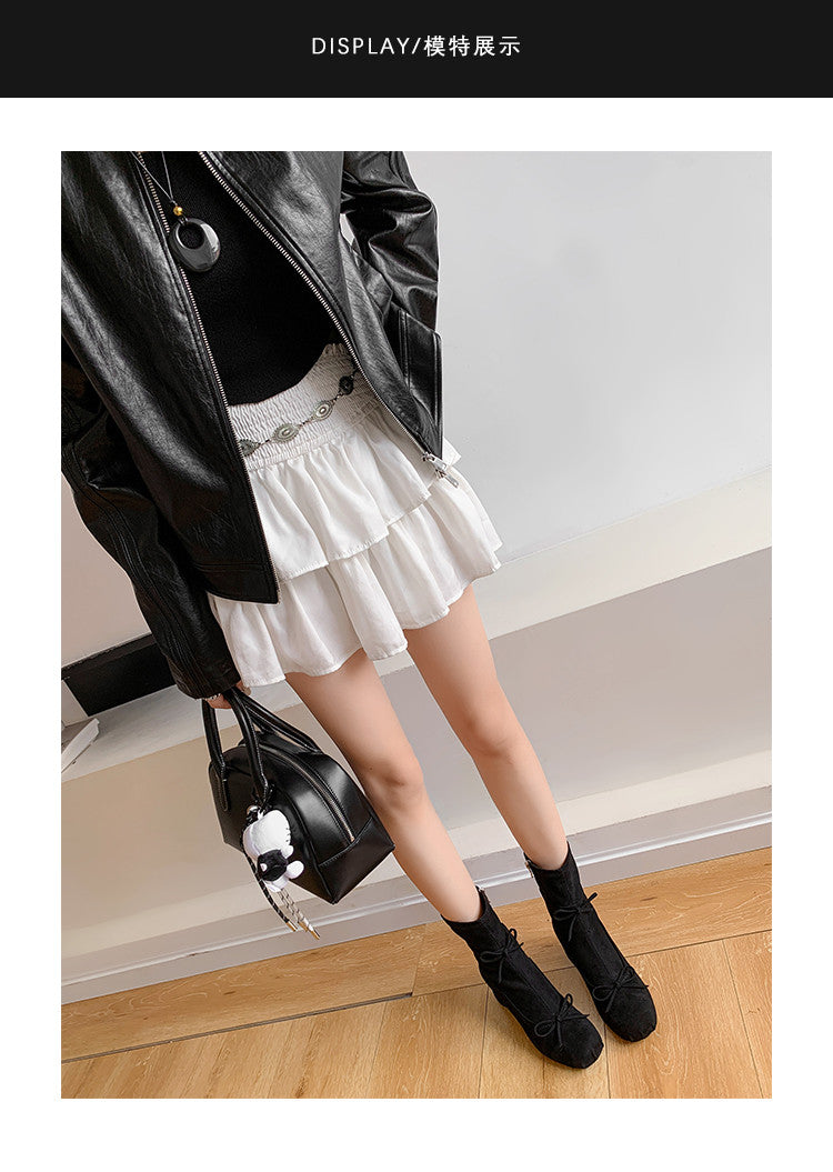 Karin Luna In Stock Spot Goods Hot-Selling Sweet Standard Bow Round-Toe Slim Short Boots