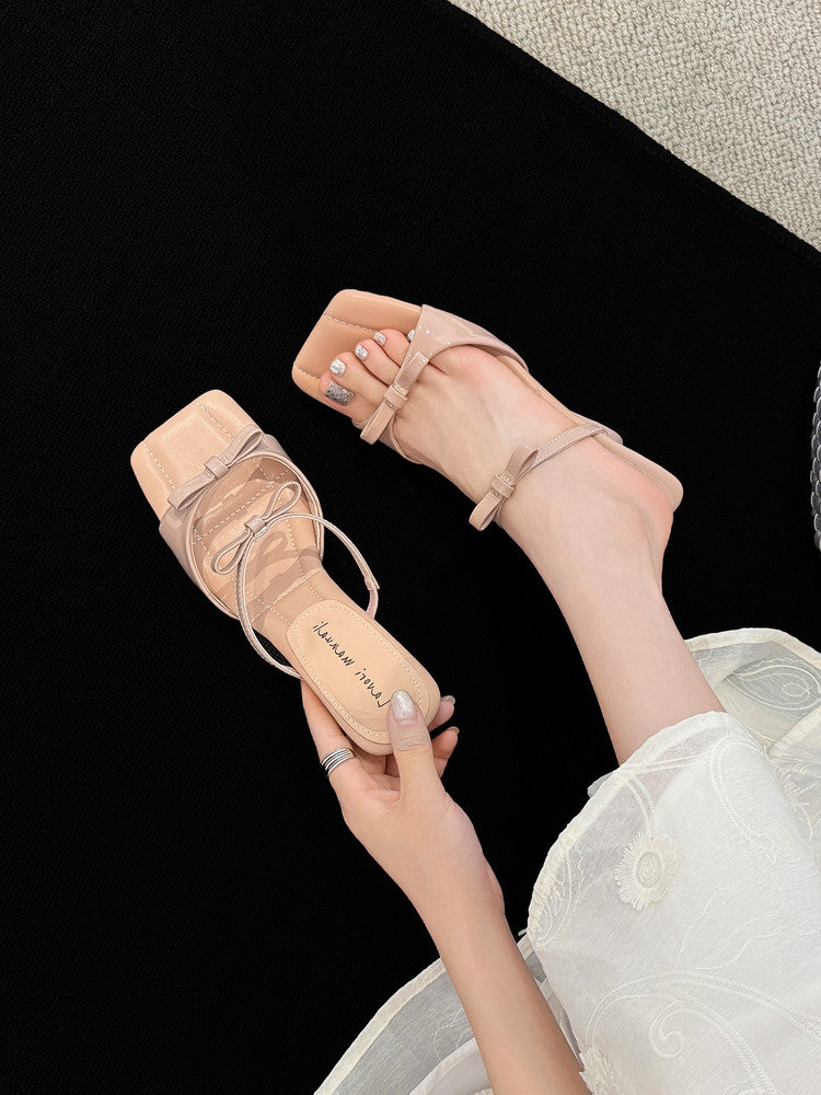 Karin Luna Hot Item Hot Item Self-Flow Square-Toe Irregular Heel Slippers