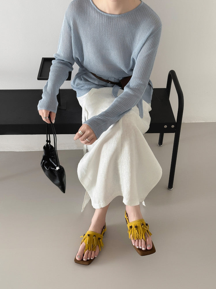 Karin Luna  Tassel Series~Spot Goods  In-stock Clip-toe Square Toe Sandals