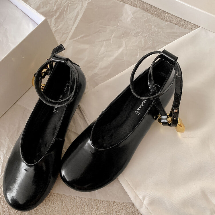 Karin Luna In Stock Large Stock Main Promotion  Two-Way Wear Height-Increasing Retro Gold Buckle Mary Jane Shoes