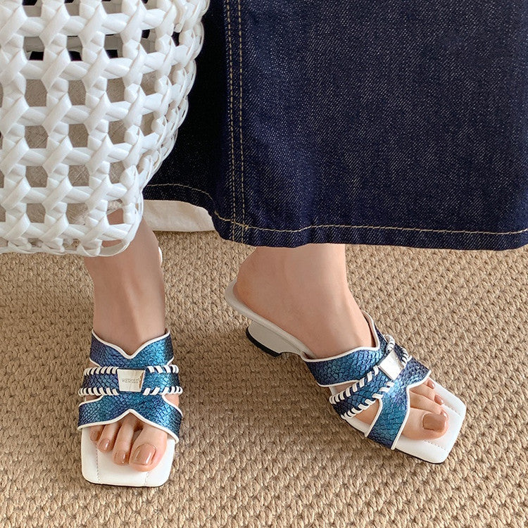 Karin Luna Fish Skin Series~ Hot-selling Square-Toe Slippers with Built-in Traffic