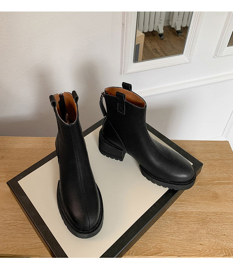 Karin Luna In Stock Versatile Round Toe Chunky Heel Ankle Boots