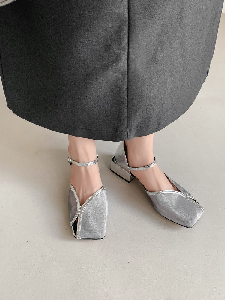 Karin Luna In Stock In Stock  Internet Celebrity Style Square Toe Mesh Chunky Heel Sandals