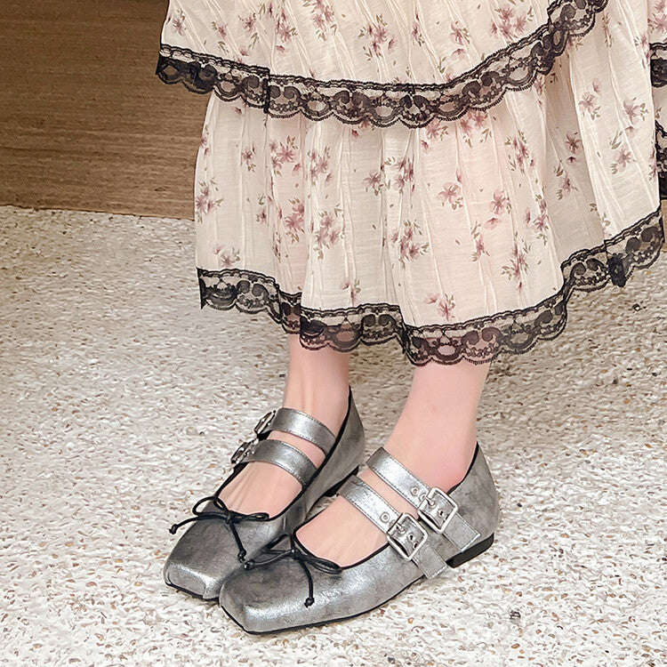 Karin Luna Future Sense silver~Spot Goods Spot Goods Hot-selling Bowknot Retro Belt Buckle Ballet Mary Jane Shoes