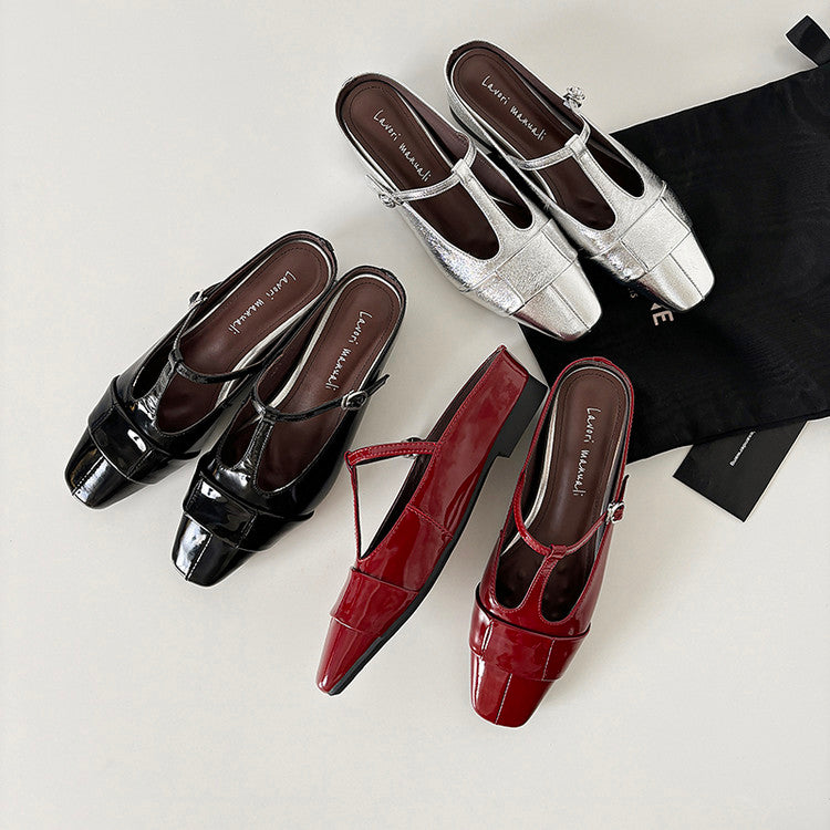 Karin Luna In Stock Spot Goods  t Square-Toed Full Leather Basic Slippers