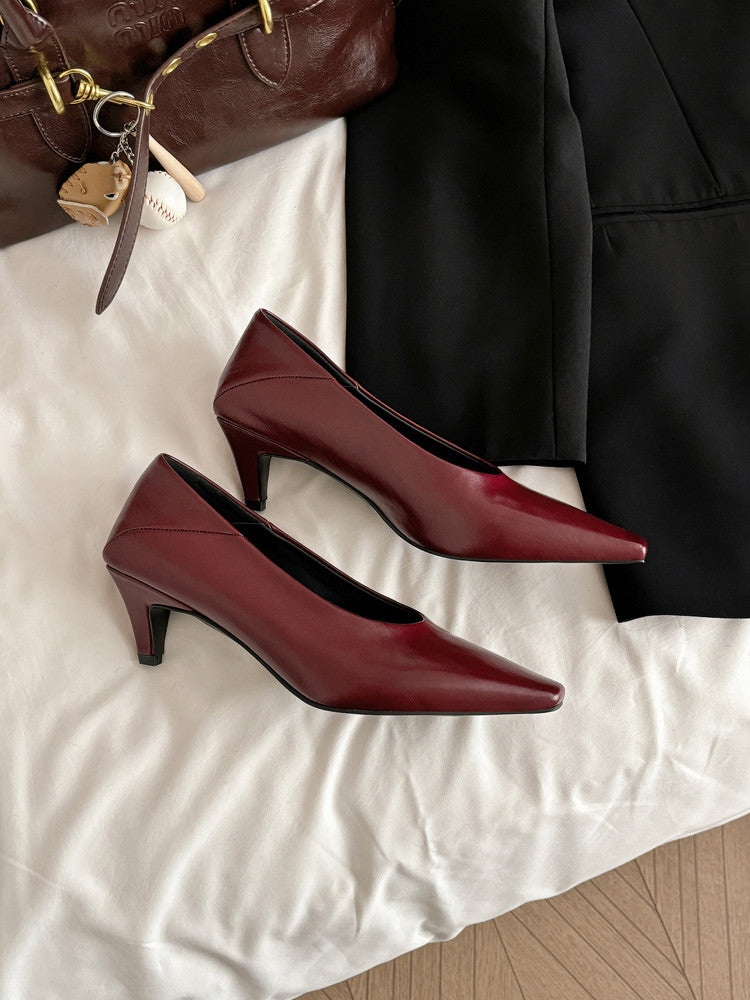 Karin Luna In Stock In Stock ~Basic Versatile French Style Small Square Toe Shallow Mouth Single Shoes