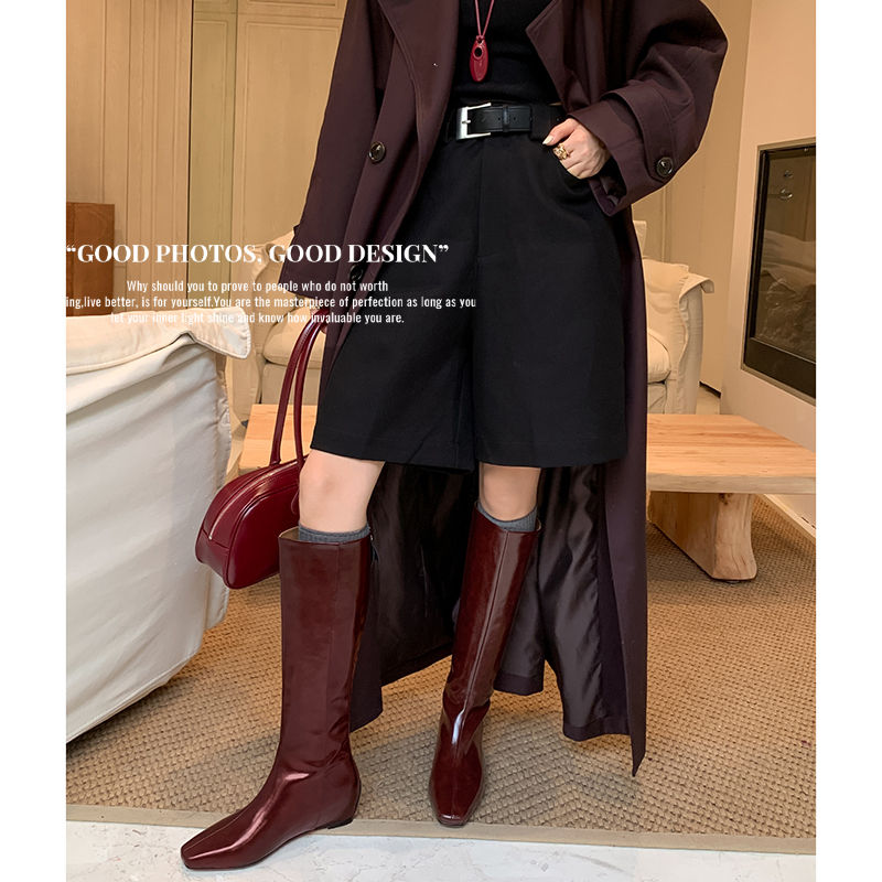 Karin Luna Minimalist Style Square-Toe Hidden Heel Long Boots