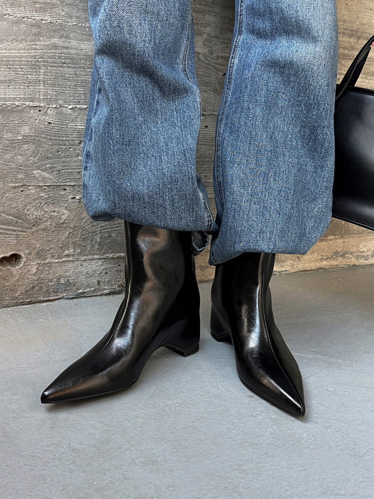 Karin Luna Elegant Pointed Toe Hidden Wedge Short Boots